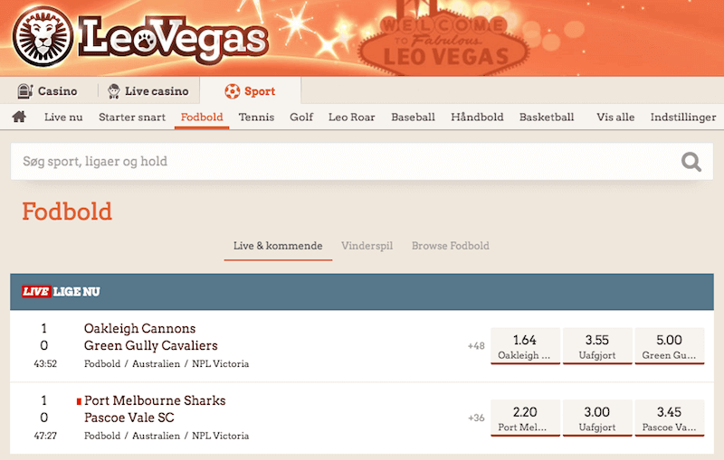 Odds hos LeoVegas Sport LeoVegas Sport Odds