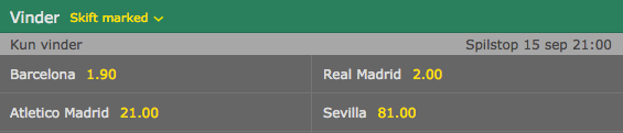 Hvem vinder La Liga 2018? La Lige vinderodds fra bet365