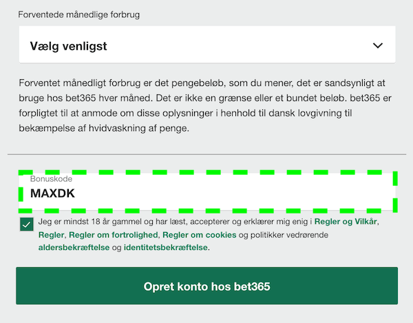bet365 bonuskode