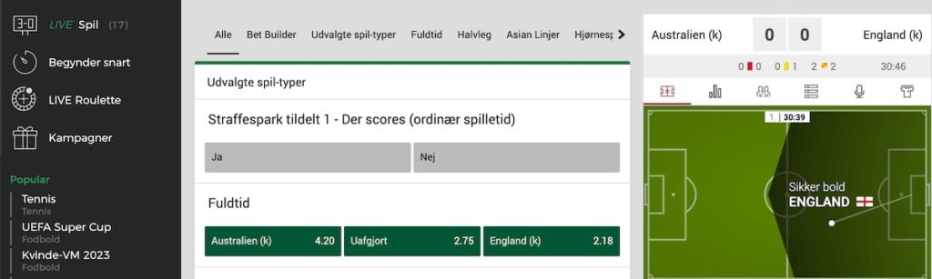 Mr Green live odds